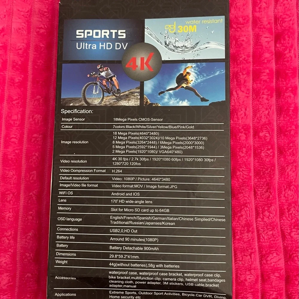 Action Camera 4K Sports Ultra HD - Black